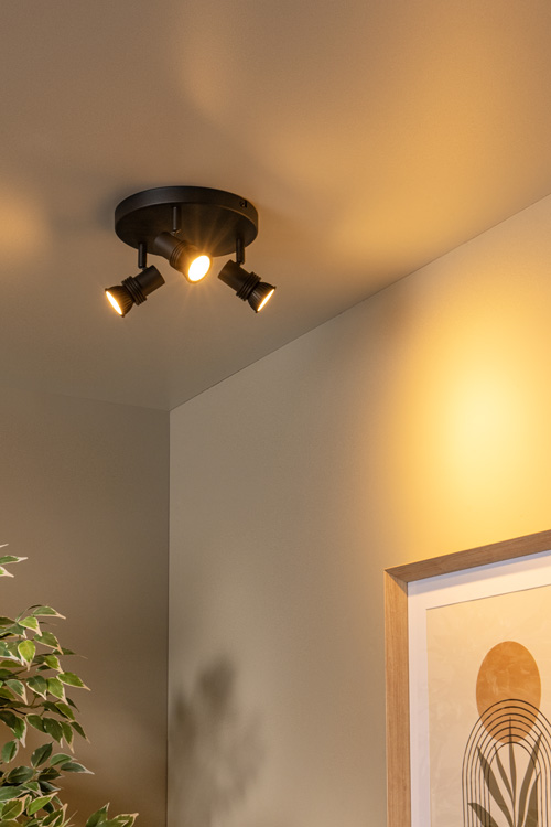 Plafonnier - noir - Ø21cm - 3xGU10 - 50W