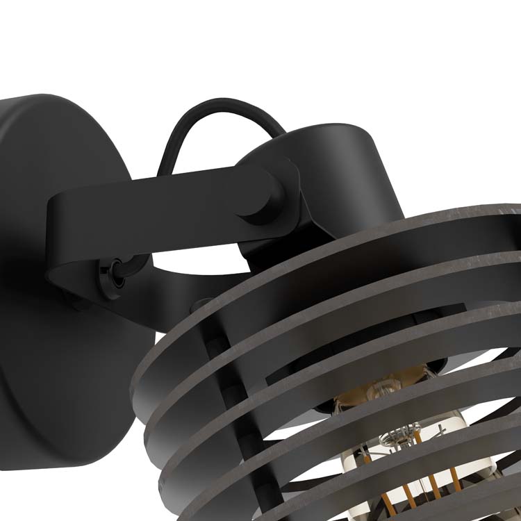 Wandlamp Sego E27 zwart/hout