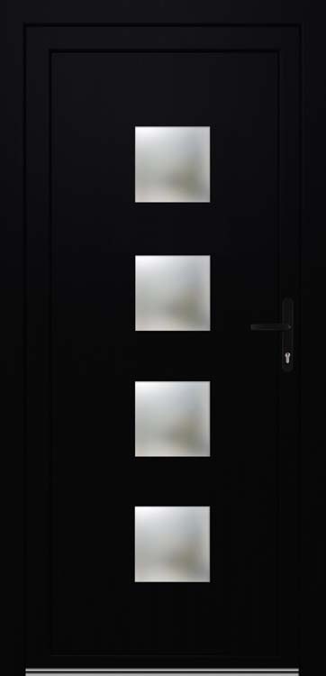 Porte extérieure 4 carrés PVC verre mat noir/blanc 980x2180mm ouvrant à droite Porte extérieure 4 carrés PVC verre mat noir/blanc 980x2180mm ouvrant à droite