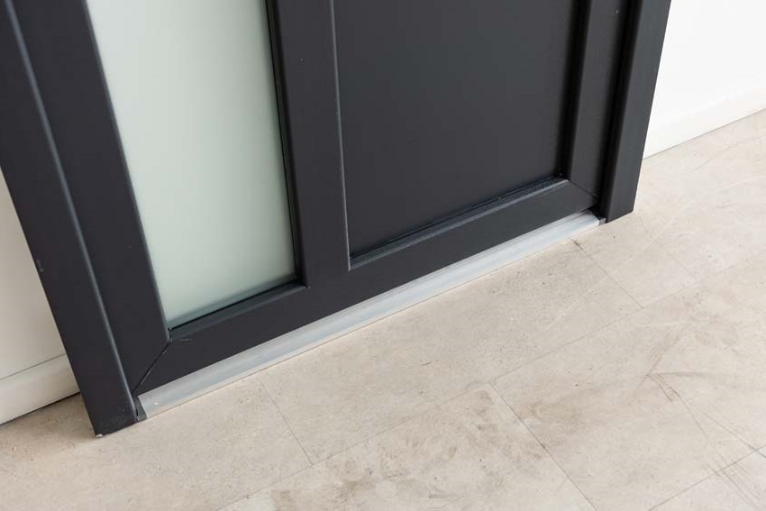 Buitendeur Lumeo PVC mat glas antraciet/wit 1000x2000mm rechts