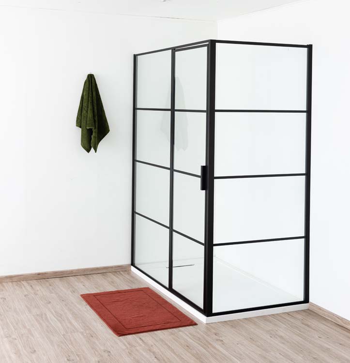 Porte de douche tournante avec partie fixe Ulysses noir 160x200cm