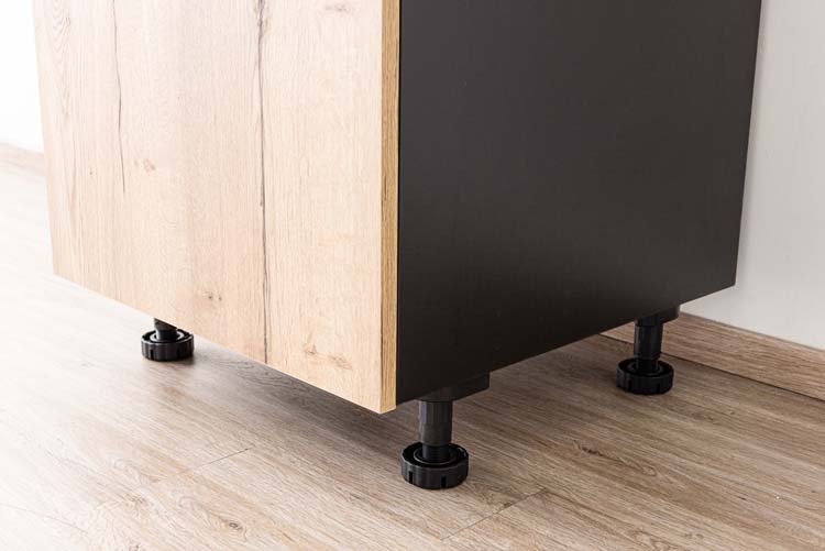 Keukenkast Plenti kolomkast voor oven en koelkast zwart/houtlook 60x208cm