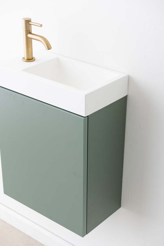 Toiletmeubel Dotan eucalyptus groen wastafel mat wit 45x40x22cm