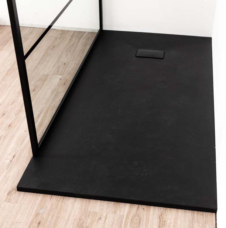 Paroi de douche fixe Ugo 160 x 200 cm avec barreau noir mat Paroi de douche fixe Ugo 160 x 200 cm avec barreau noir mat