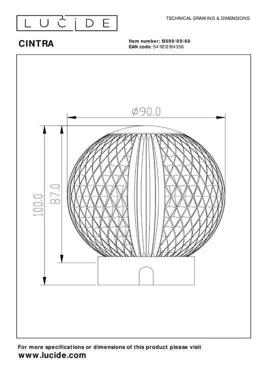 Lampe de table - Ø 9 cm - LED Dim. - 1x1,5W 3000K - 3 StepDim - Transparent
