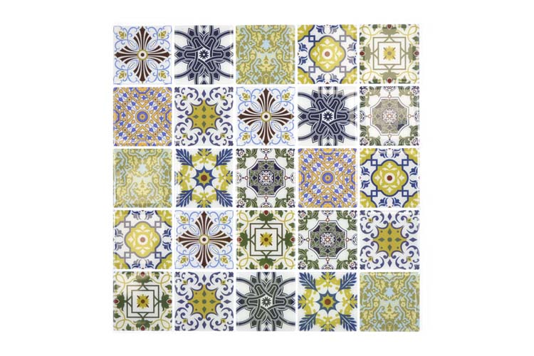 Mosaïque vinyle retro multicolor 25,5 x 25,5 cm
