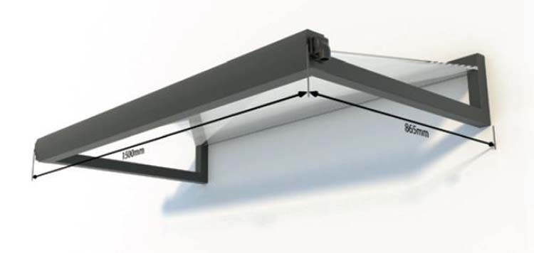 Marquise Pluvia alu noir 1500 x 865 mm