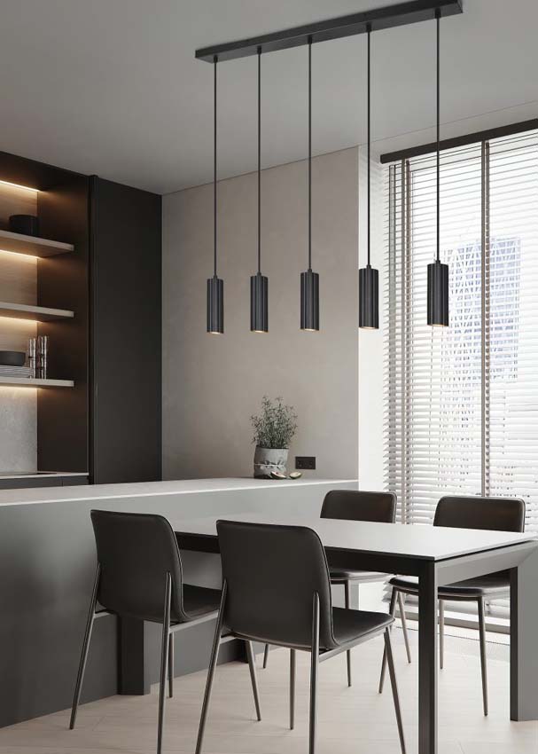 Suspension - Noir - 85x9x150cm - Dimmable - GU10 - 5x10W
