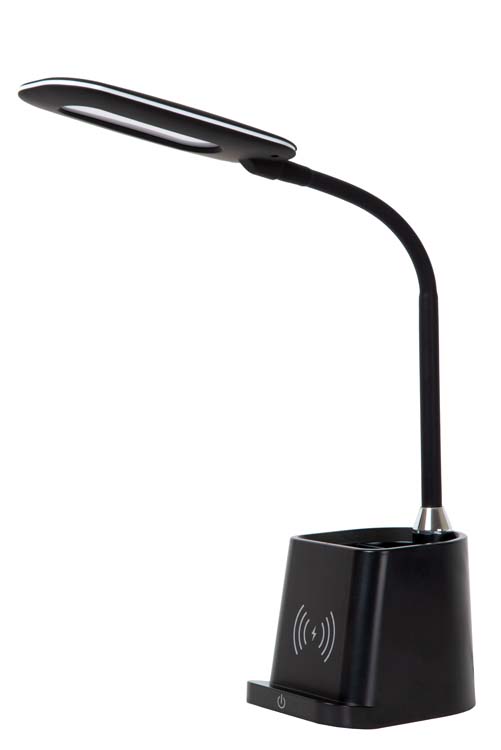 Lucide PENNY - Lampe de bureau - LED Dim. - 1x4,7W 3000K - Avec chargeur sans fil - Noir