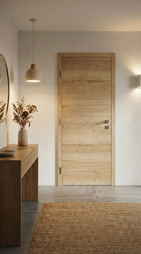 Porte intérieure complète Nature Wood 201,5x63cm tubulaire réversible + châssis 16,5cm