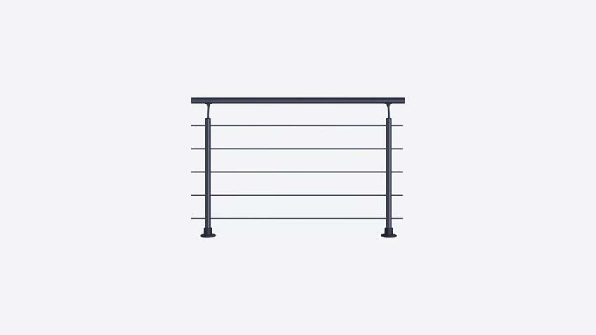 Kit borstwering Rena aluminium zwart 150cm vloerbevestiging