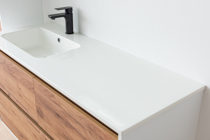Badkamermeubel Treviso eik/wit met enkele wastafel glanzend wit 120cm