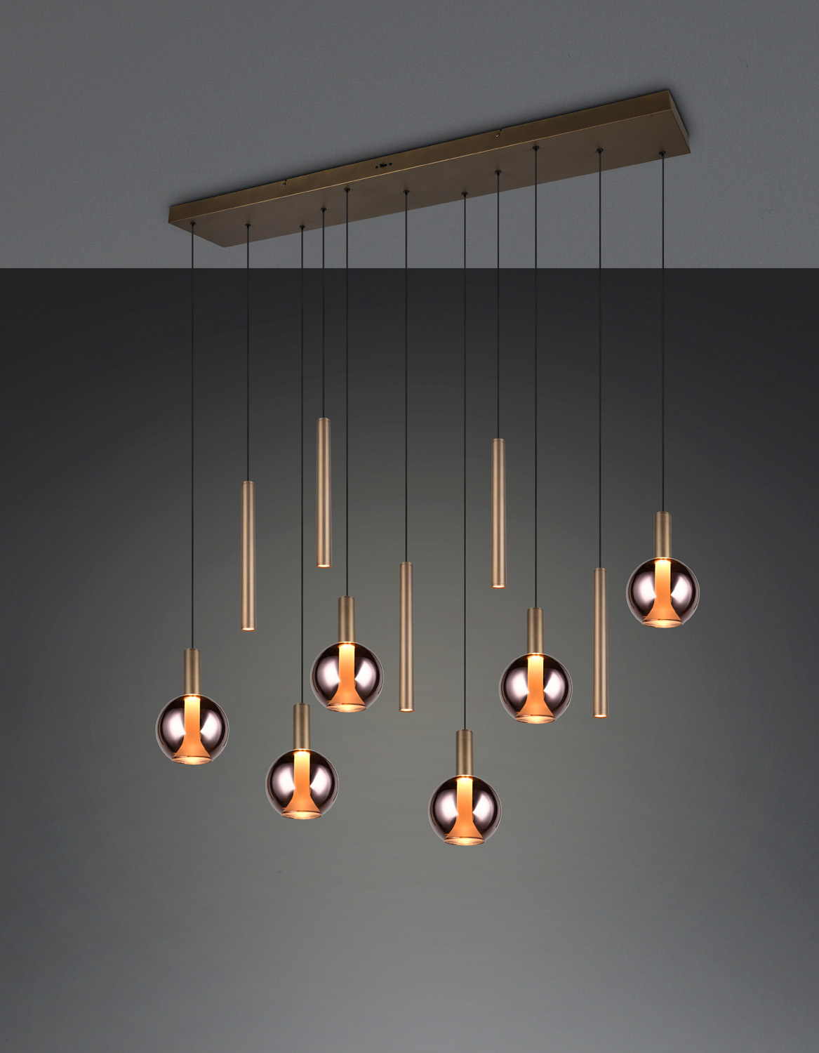 Hanglamp - brons - 120x29x150cm - dimbaar - LED - 6x7W + 5x3W - 2300/3000/4000K