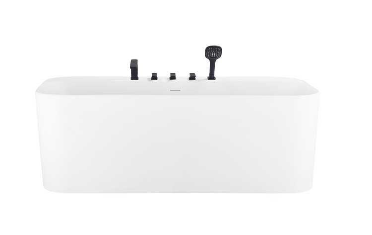 Baignoire semi-îlot Amor blanc mat avec robinetterie noire 170x80cm