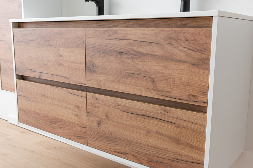 Badkamermeubel Treviso eik/wit met dubbele wastafel mat wit 120cm