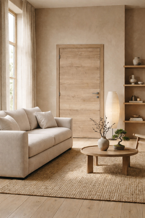 Porte intérieure complète Nature Wood 201,5x63cm tubulaire réversible + châssis 16,5cm