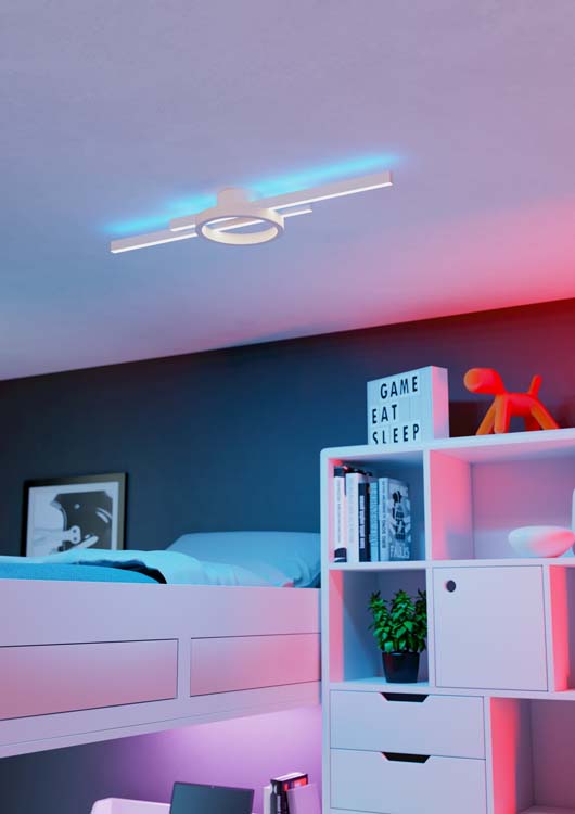 Plafonnier - blanc - 77,5x20x7,5cm - dimmable - LED - 1x23,5W - 2700-6500K + RGB