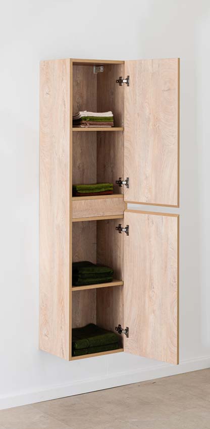 Armoire colonne Tibo/Tony chêne méditerranéen suspendue 170x40x35cm