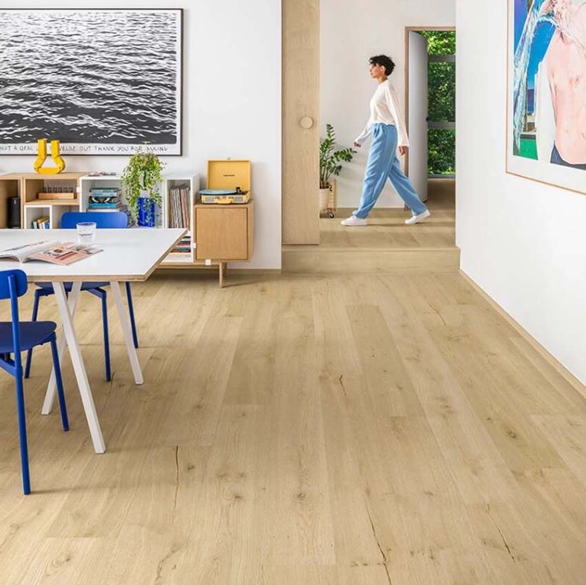 Stratifié Quick-Step Impressive Ultra 12mm chêne coton 138x19cm