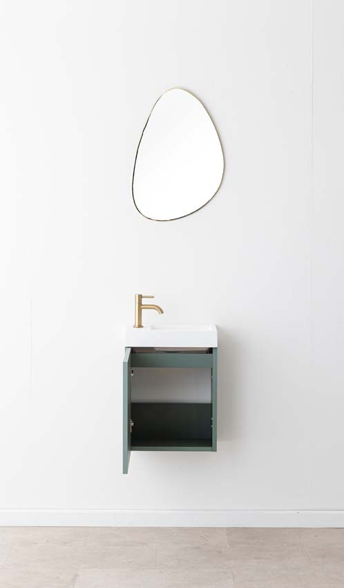 Meuble de toilette Dotan eucalyptus lavabo blanc mat 45x40x20cm
