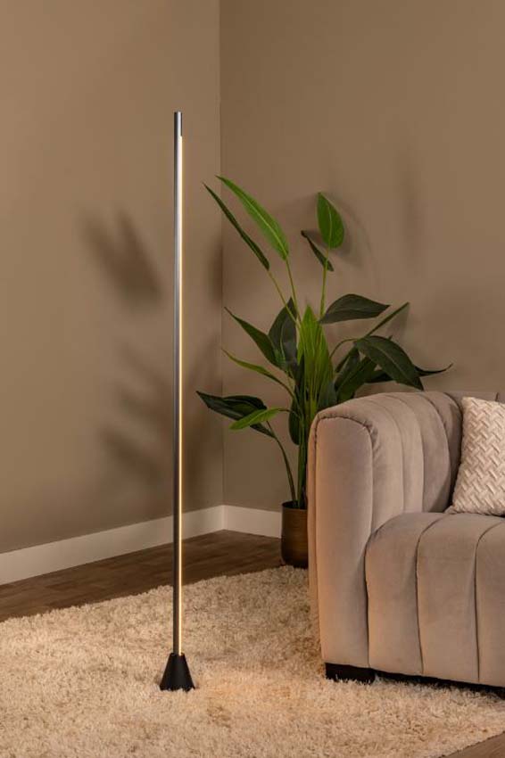 Lucide Vibes Equinox - Lampadaire - LED dimmable - CCT - 1x26W 2700K/4000K - Capteur de mouvement manuel - Fer gris