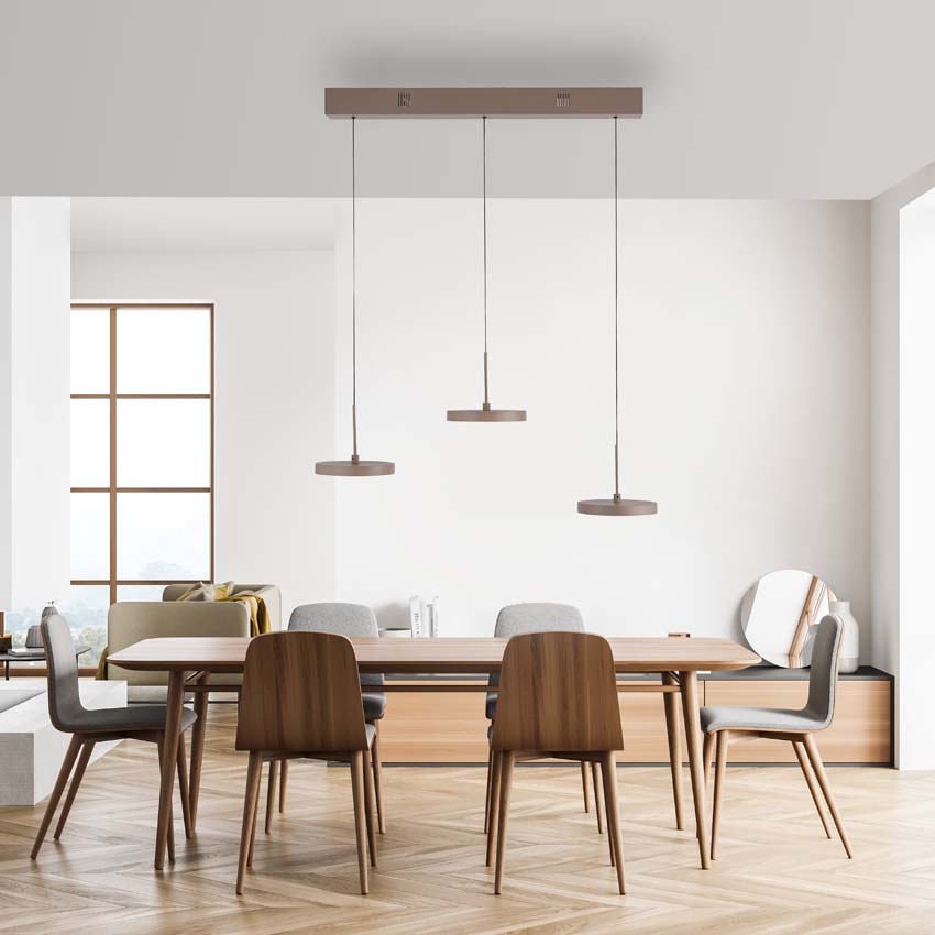 Hanglamp - zand - 65cm - dimbaar - 3x6,8W - 3000K
