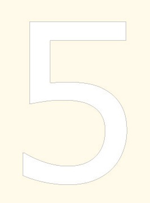 Numéro de maison 5 blanc 10cm avec bande adhésive