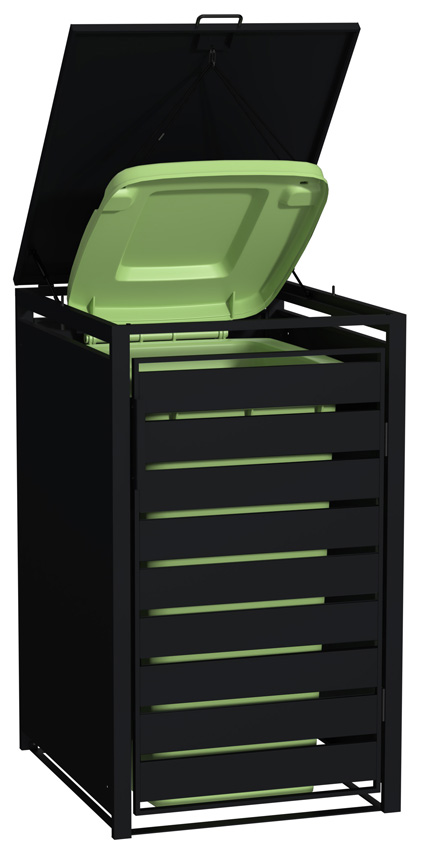 Remise pour conteneurs noir mat 116x68x80cm