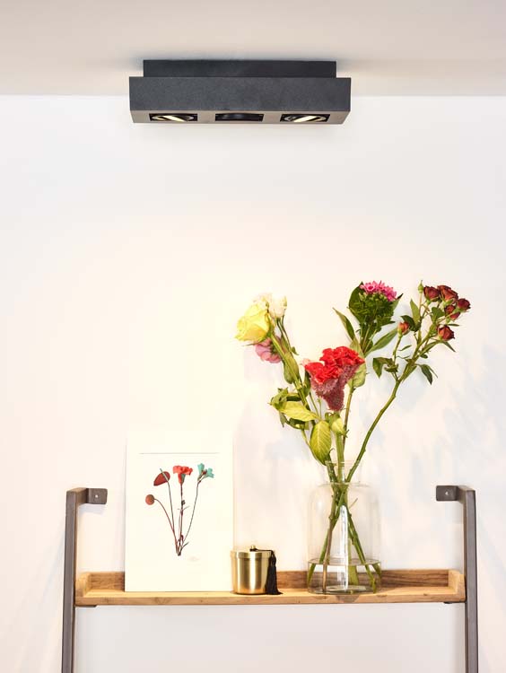 Plafonnier - noir - dimmable - LED - GU10 - 3x5W - 2200/3000K