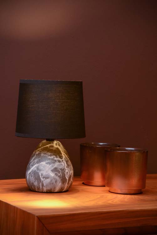 Lampe de table - Ø 16 cm - 1xE14 - Noir