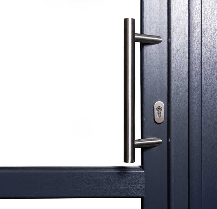 Porte extérieure 3 parties PVC verre clair anthracite/blanc 980x2180mm ouvrant à gauche