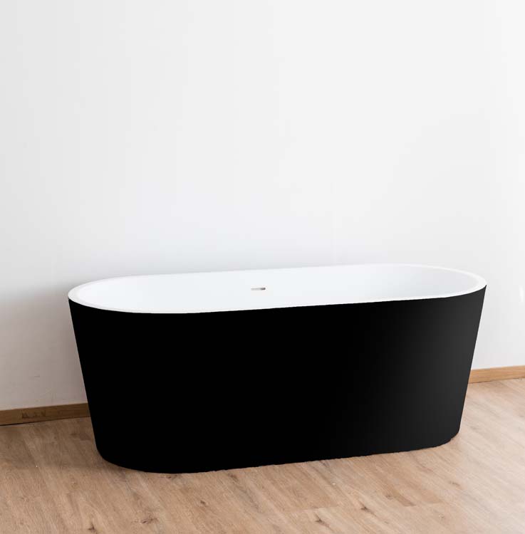 Vrijstaand bad Hot mat zwart/wit 170x80cm
