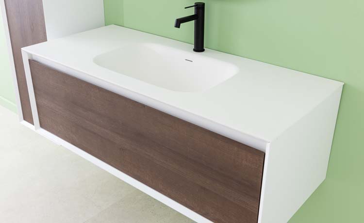 Meuble de salle de bains Ace suspendu avec lavabo simple blanc mat 120cm