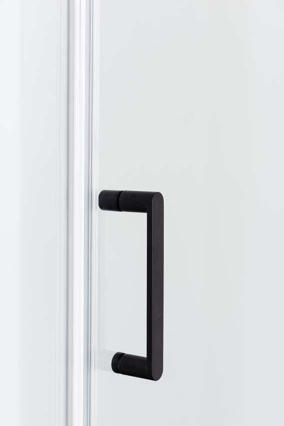 Douche en coin Alexia avec paroi fixe et porte pivotante noir mat 90x90x190cm