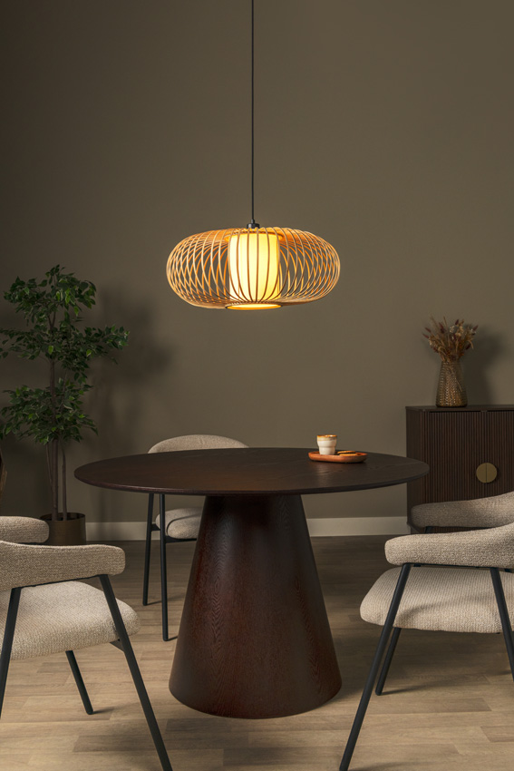Lucide Essential Thuline - Hanglamp - Ø60cm - 1xE27 - Lichte houtlook