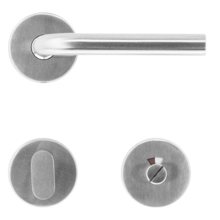 Poignée de porte pro perugia lucera 16mm inox avec serrure toilette