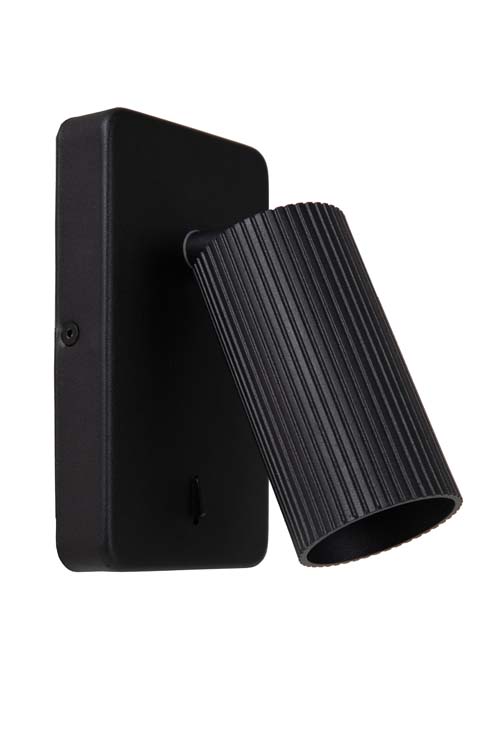 Wandspot - zwart - 9x14,9x16cm - GU10 - 40W - geribbeld