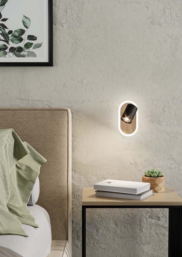Applique murale - Noir/brun - 18x14x10cm - Dimmable - LED -  1x7W - 850lm - 3000K