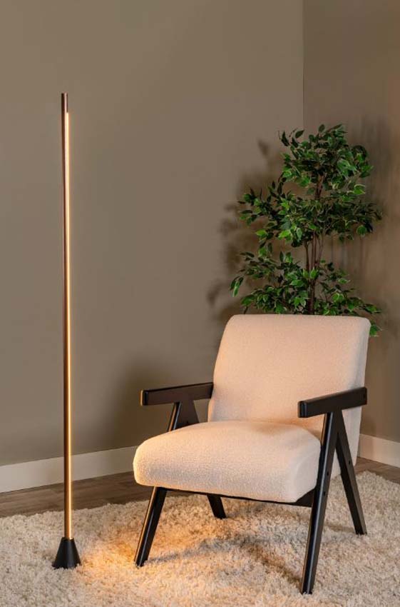 Lucide Vibes Equinox - Lampadaire - LED dimmable - CCT - 1x26W 2700K/4000K - Capteur de mouvement manuel - Café