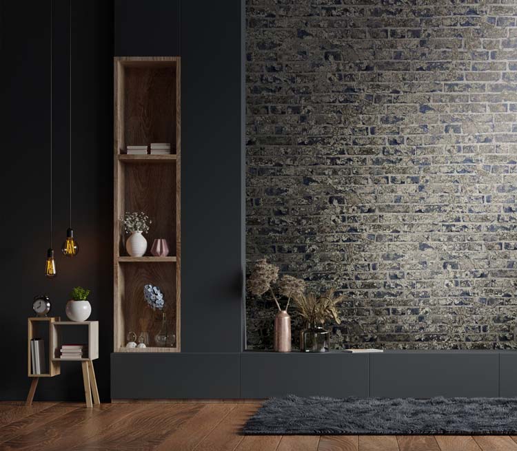 Vinyl op vliesbehang baksteen blauw/grijs 0,53x10m