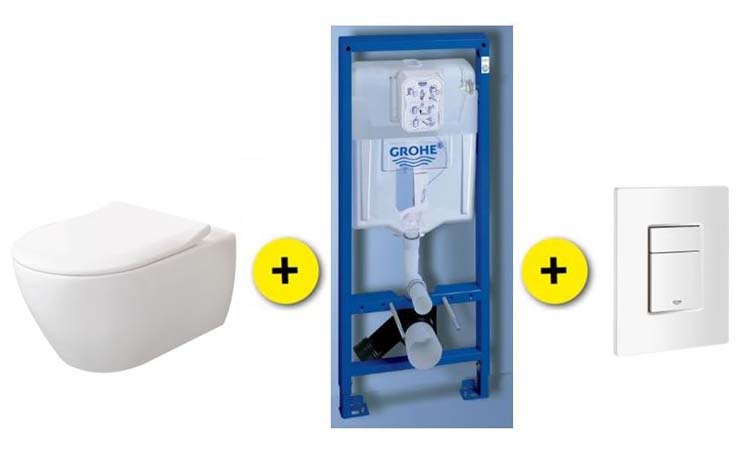 Toiletset Subway wit incl wc-bril + inbouwres Rapid SL + drukplaat wit