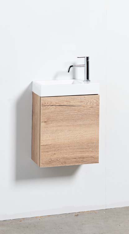 Meuble de toilette Domino aspect chêne 400 mm lavabo mat