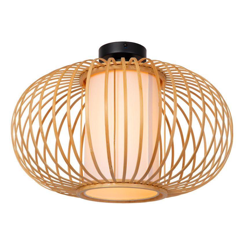 Lucide Essential Thuline - Plafonnier - Ø45cm - 1xE27 - Bois clair