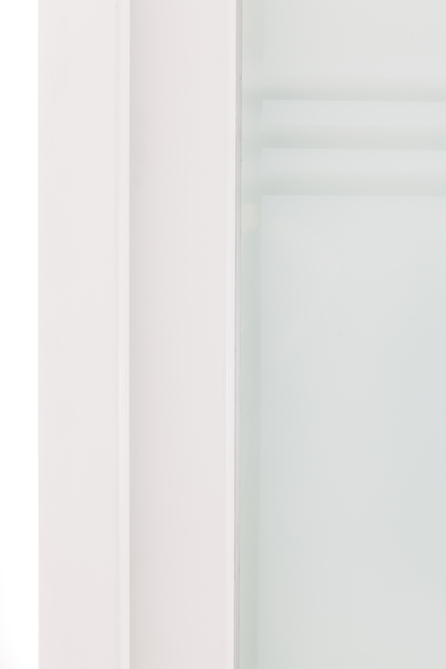 Porte extérieure 3 lignes claires PVC verre mat blanc 980x2180mm ouvrant à droite