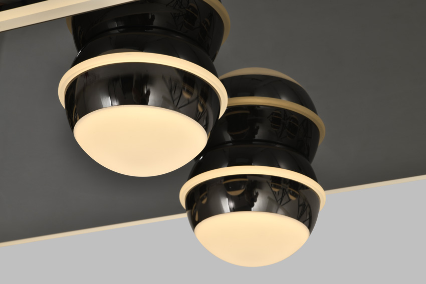 Plafonnier - noir/chrome - 74x32cm - dimmable - LED - 1x64W - 3000K
