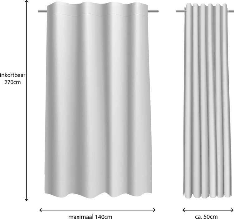 Glasgordijn vitrage wit 140x270cm met haken