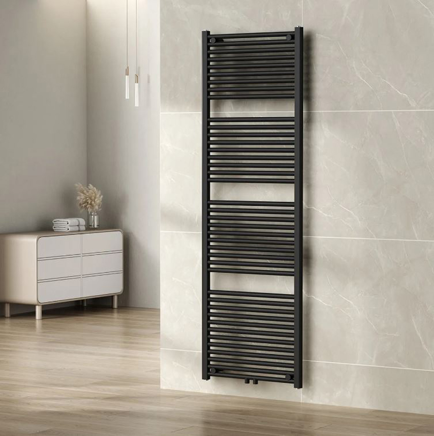 Radiateur sèche-serviettes Kari 181,7x60cm raccordement central noir mat 1067W