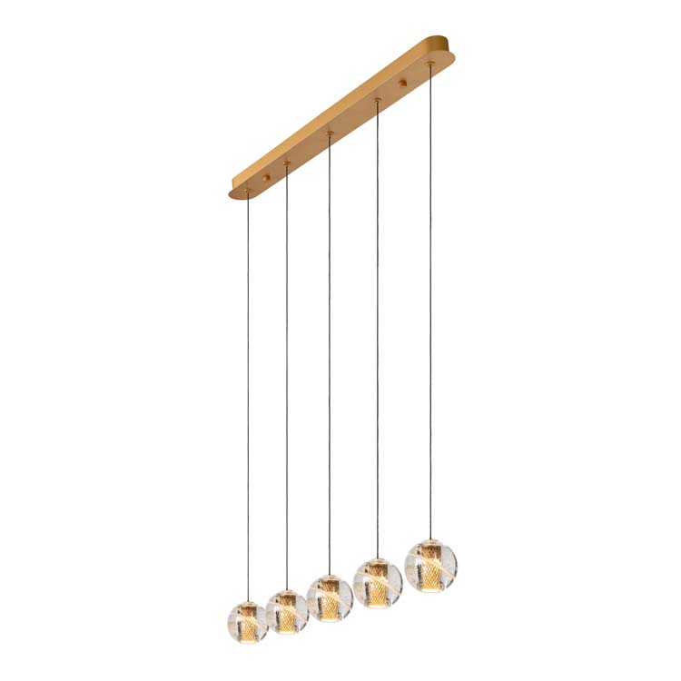 Lucide DILENKO - Suspension - LED Dim. - 5x3,5W 2700K - Or Mat / Laiton