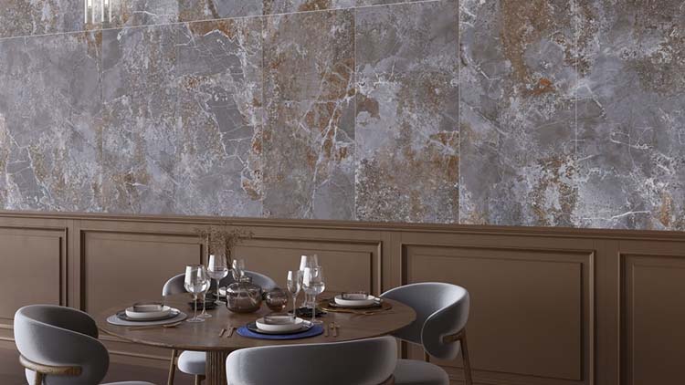 Carrelage de sol et mural Jupiter imitation marbre gris mat 60x120cm