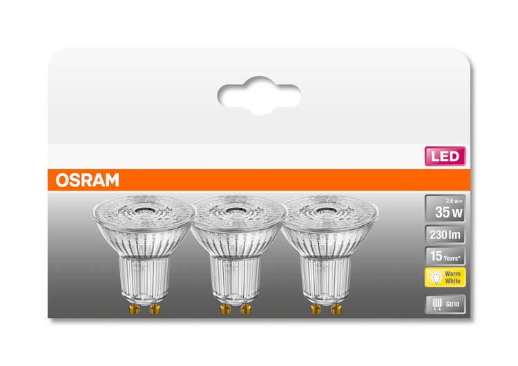 LED lamp star PAR16 GU10 2.6W warm wit 3st